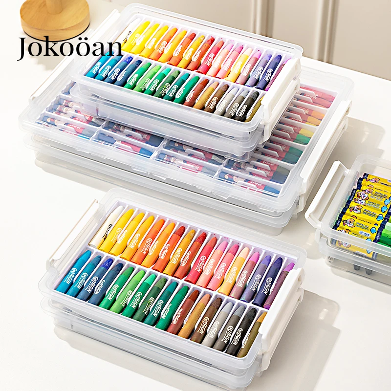 油画棒收纳盒桌面大容量装蜡笔整理盒儿童书桌透明画笔文具储物盒