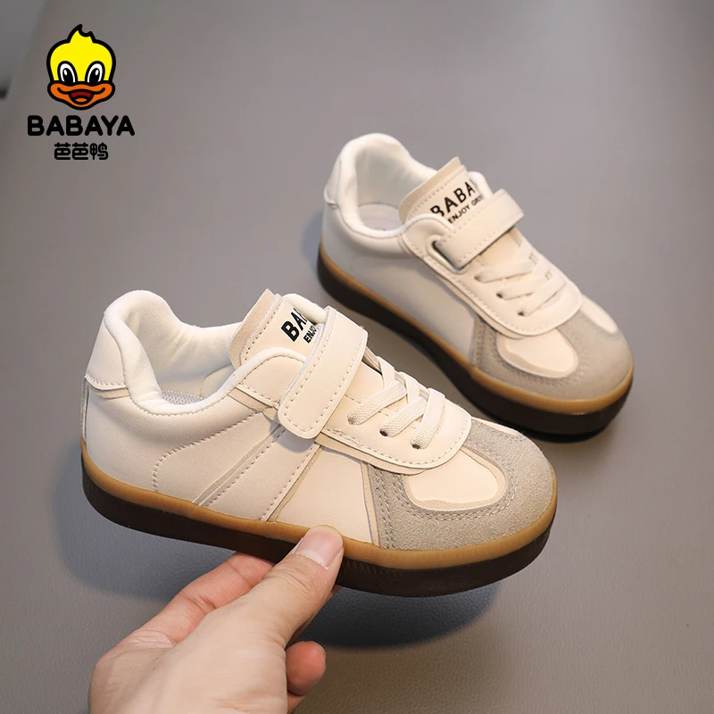 芭芭鸭儿童板鞋男童帆布鞋2023秋季新款女童鞋子时尚运动鞋中大童