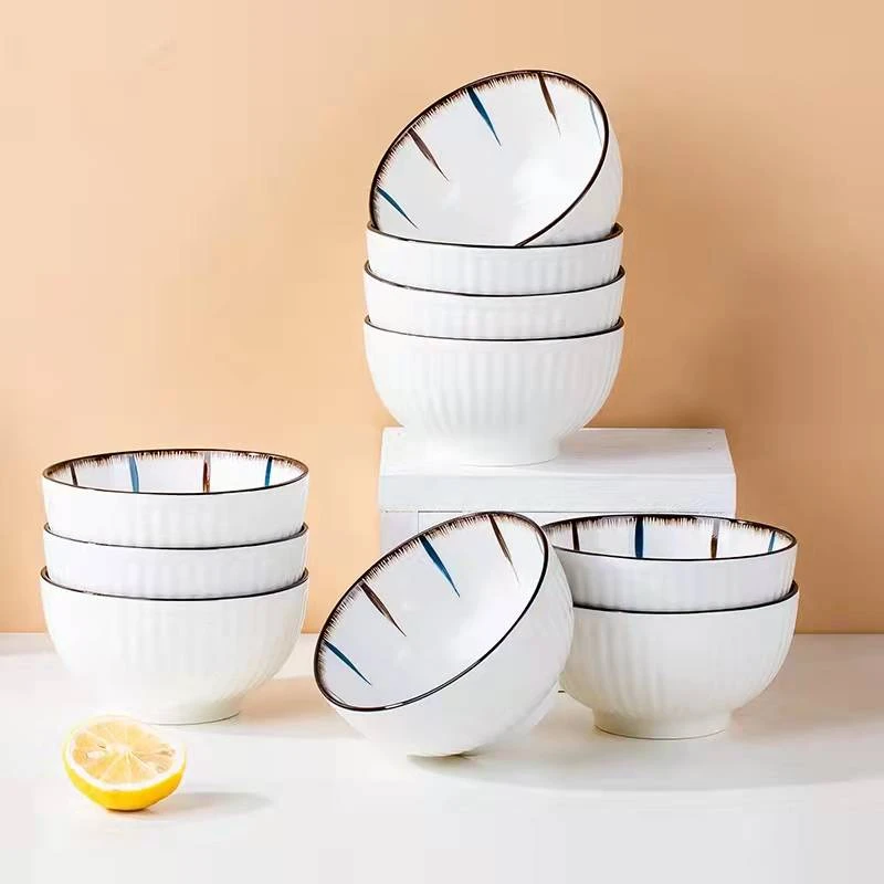 4.5英寸10个装釉下彩兰禾陶瓷碗 /桃子