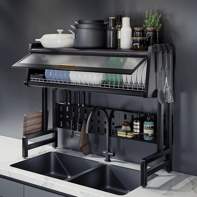 北欧家用简约厨房水槽置物架收纳架多功能水池防尘沥水架储物架