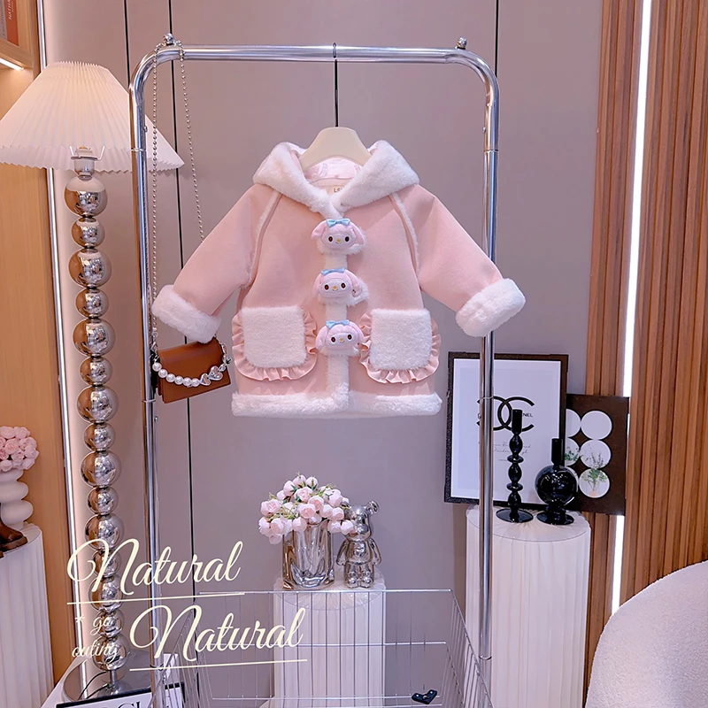 女童加绒保暖外套秋冬装2024新款儿童洋气时尚宝宝冬季加厚上衣