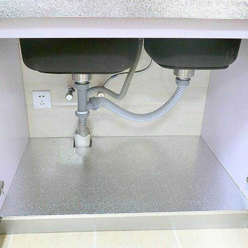 台盆水槽防水贴柜纸洗菜盆膜家用衣自粘鞋柜抽下屉防潮垫纸铝铝箔