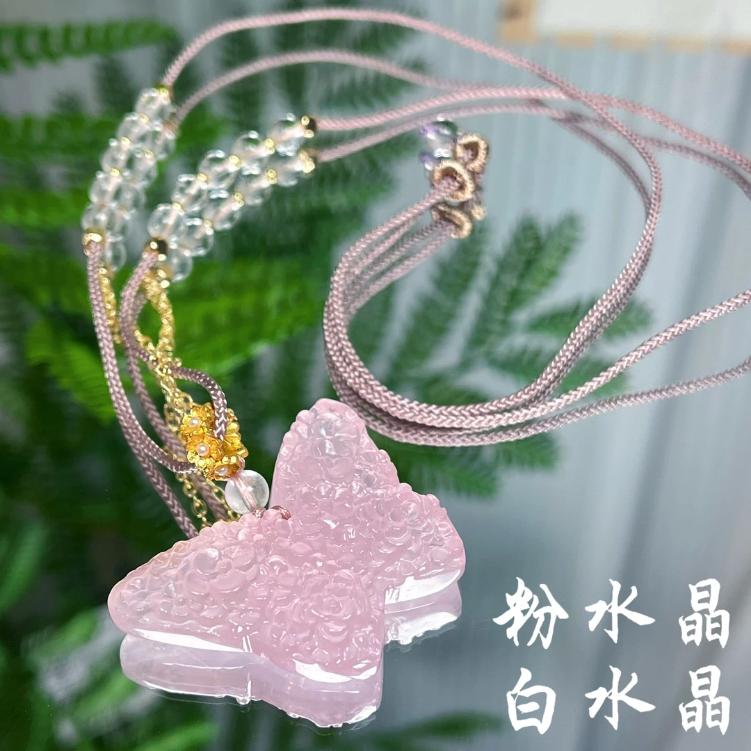 【十六珠宝】粉水晶蝴蝶项链设计款DY164多样性发一