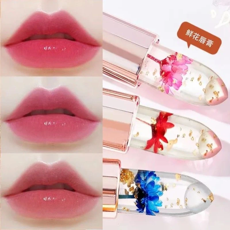 鲜花果冻温感口红保湿持不掉色不沾杯补水显白淡化唇纹防水防干裂