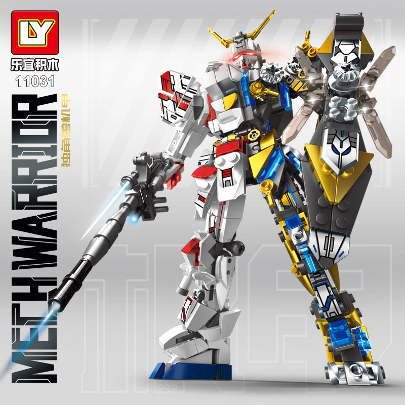 积木机甲高达半机械模型益智拼装乐高小颗粒儿童玩具摆件礼物桌搭