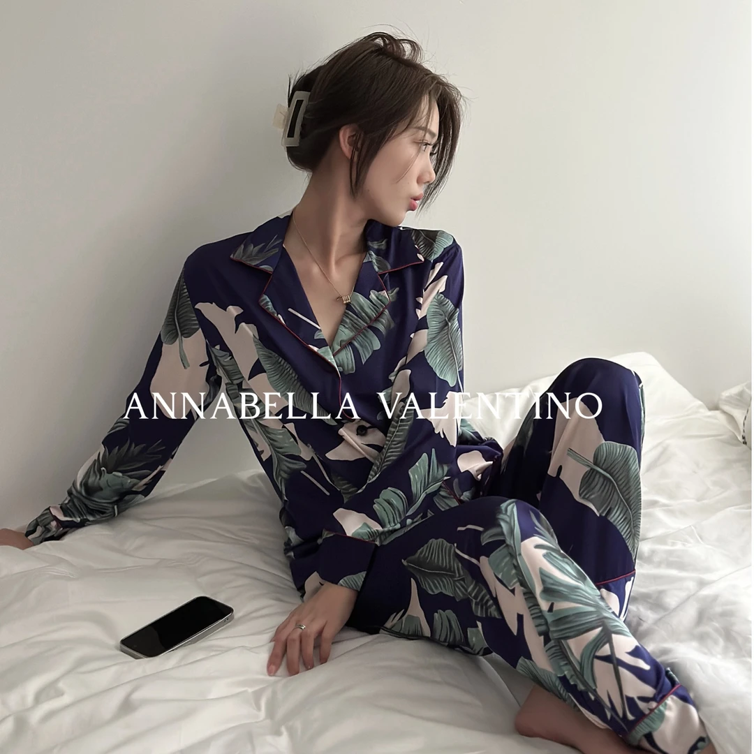 ANNABELLAVALENTINO秋季新款宽松气质透气长袖家居服睡衣套装女