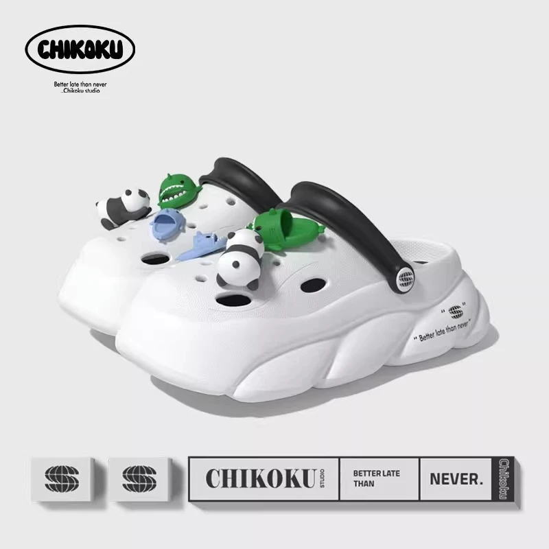 chikoku厚底洞洞鞋女款户外穿夏季室内可拆卸镂空DIY沙滩拖鞋