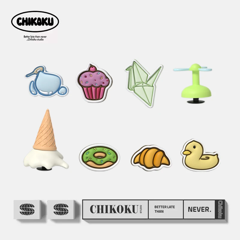 chikoku趣味冰淇淋洞洞鞋配件鞋花少女心DIY可拆卸装饰扣时尚卡扣