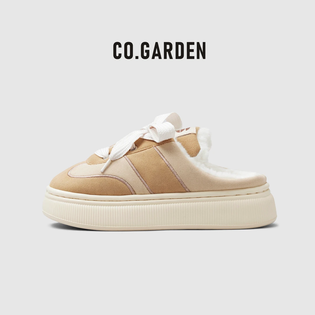 chikoku【德训棉拖鞋】女厚底百搭防滑毛绒保暖秋冬棉拖