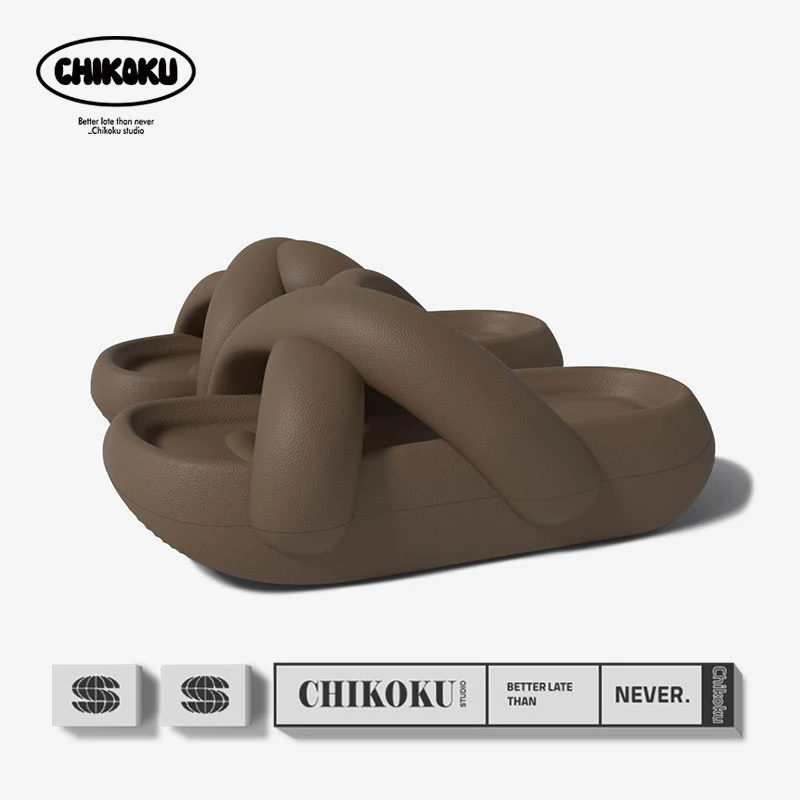 chikoku小方舟美拉德色系厚底拖鞋女夏季居家防滑软底凉拖鞋外穿