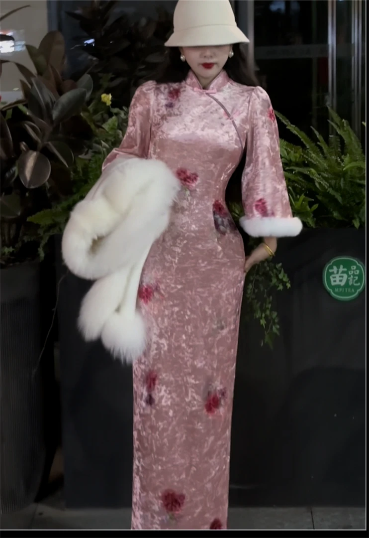 画报夫人原创自制新中式国风倒大袖旗袍连衣裙 蔓藤