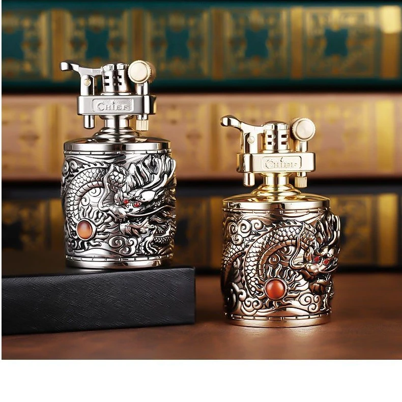 首领盔甲防风煤油打火机金属高档浮雕老式复古砂轮男士点火器潮