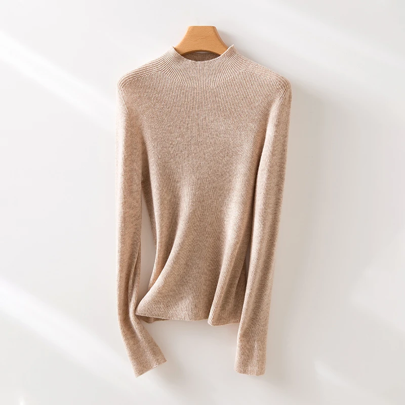 无缝一体半高领澳洲绵羊毛打底衫102968