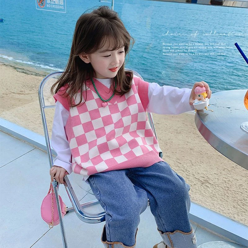 童装儿童马甲外穿2022春秋装新款小中大童女童宝宝洋气针织衫背心
