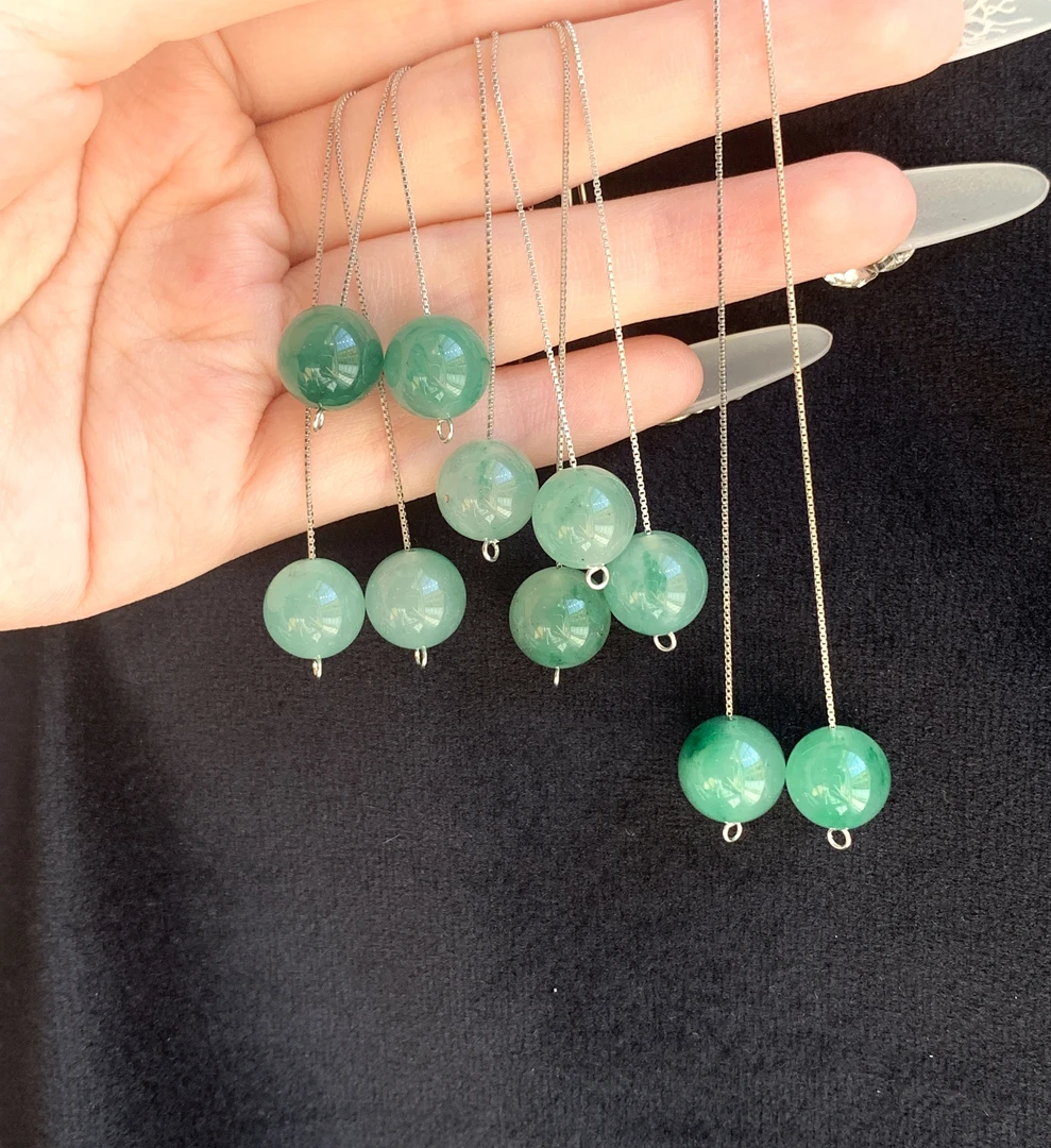 非洲翠高冰飘花单珠耳线 多样性发货 发其一