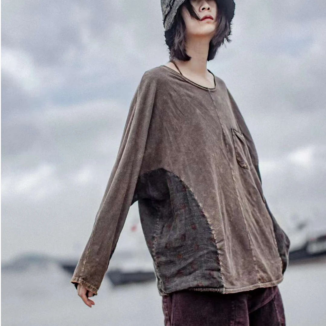 【大漂亮推荐】麻依者2024年夏季新款休闲百搭复古宽松时尚T袖#719