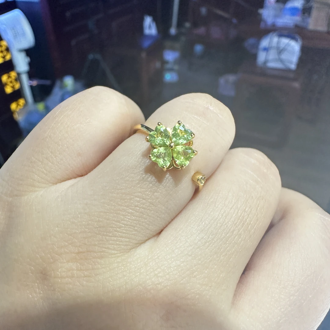 【226】天然橄榄石时来运转戒指银925