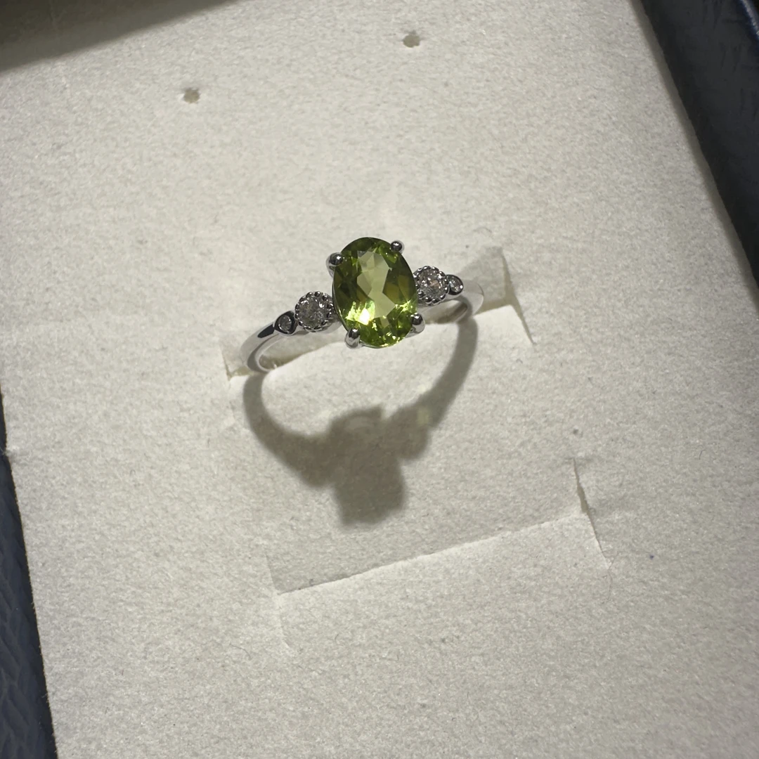 【253】天然橄榄石戒指银925