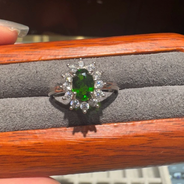 【023】天然透辉石戒指戴妃升级款设计款