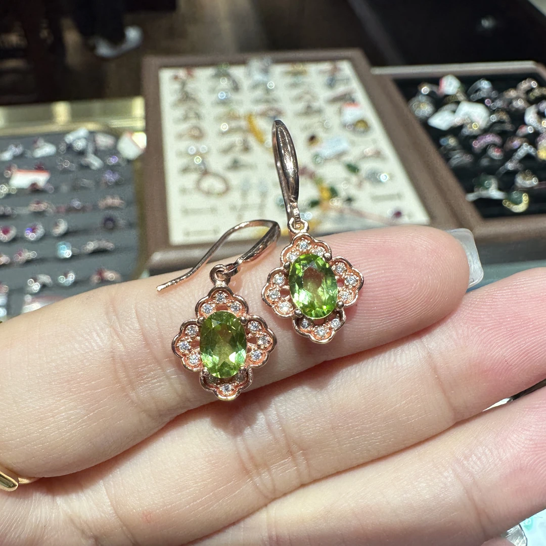 【A74】天然橄榄石耳勾银925