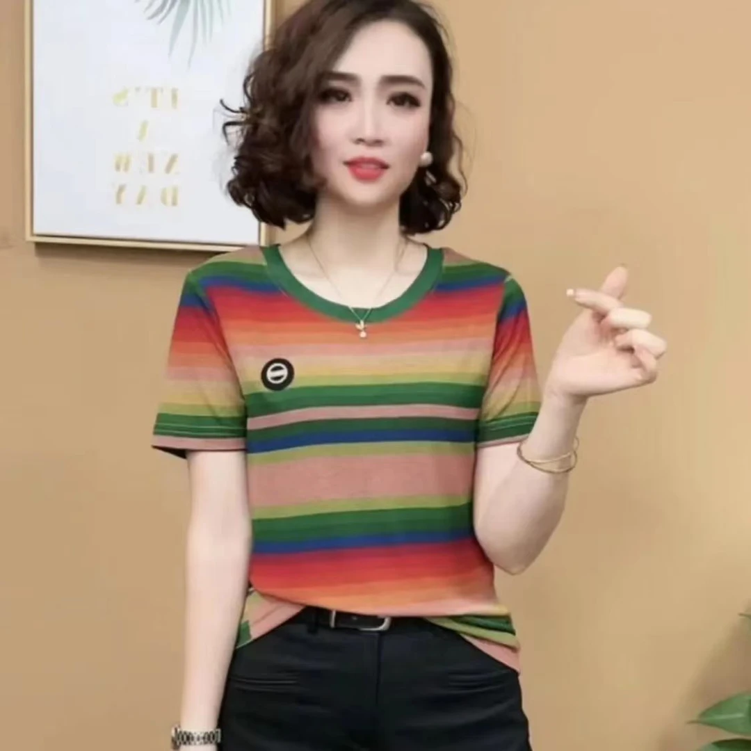 夏季新款简约百搭凉快舒适透气弹力时尚气质大码上衣女装