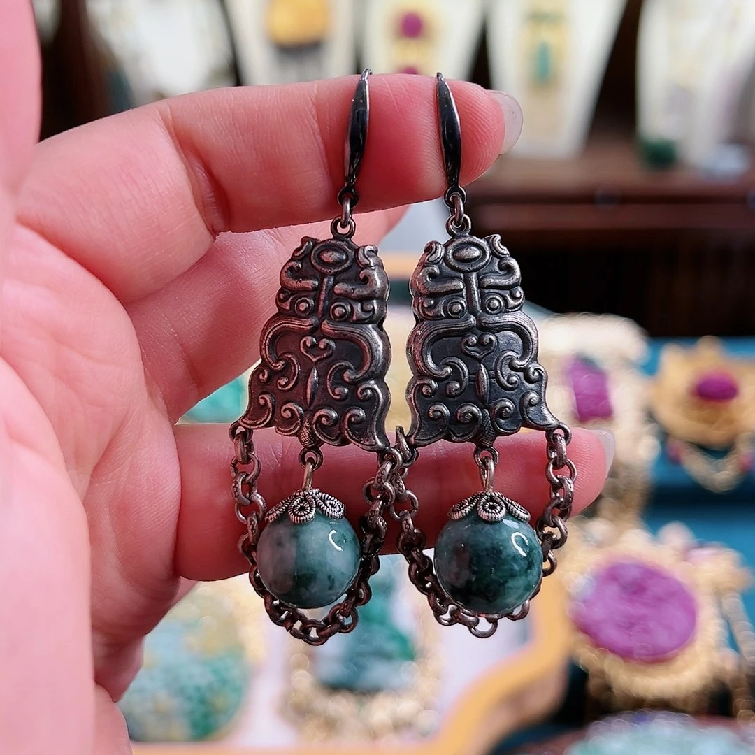 翡翠耳饰未镶嵌国风