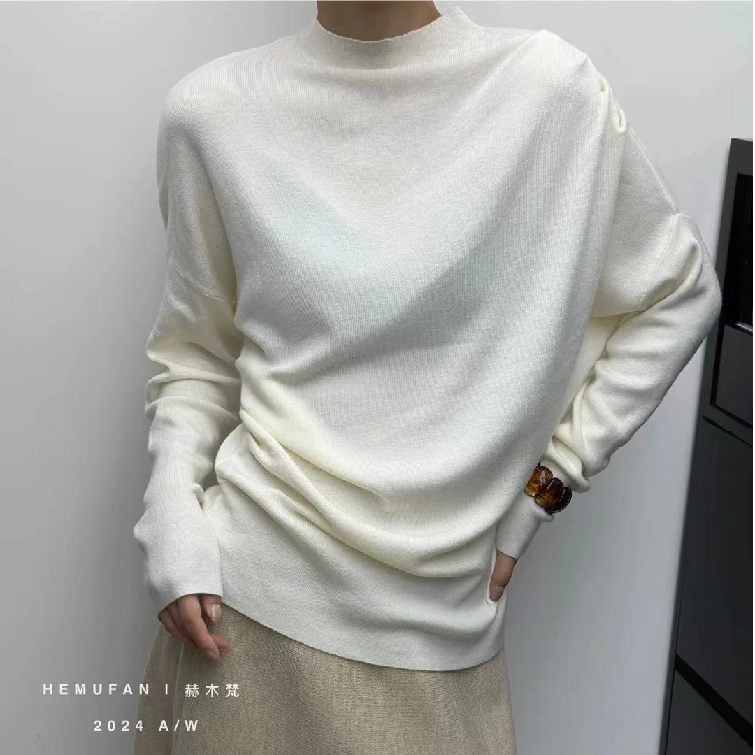 半高领毛衣宽松慵懒风可单穿可内搭洋气针织中领打底衫女秋冬加厚
