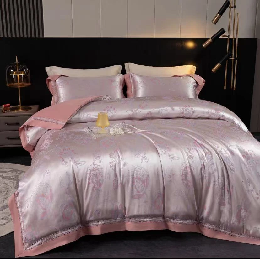 【莫里斯】 全镂空 贡缎提花四件套肤裸睡透气清轻奢被套欧式丝滑