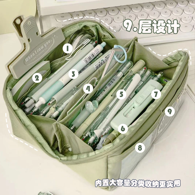 【减壹诚品】大容量简约笔袋ins创意多层大开口文具盒(含配套pvc盒)