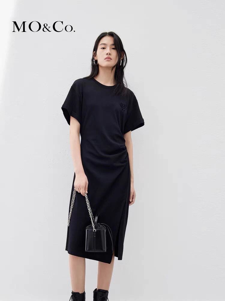 爱心珠片解构不对称设计感显瘦连衣裙