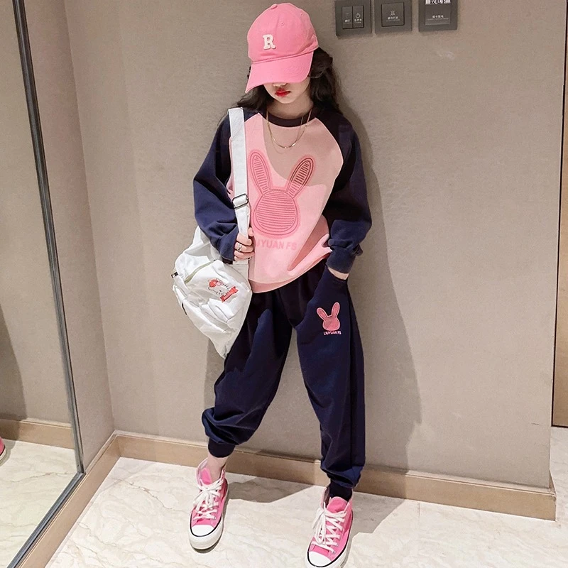 女童春装套装2025新款春秋儿童外套女宝中大童运动两件套女孩休闲