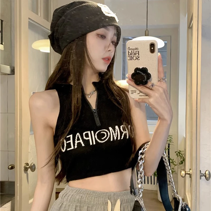 法式别致吊带背心女夏甜辣妹外穿内搭短款美背纯欲无袖爵士舞上衣