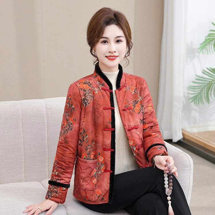 棉衣棉服妈妈装短款小棉袄中老年复古民族风洋气保暖国风丝棉棉袄