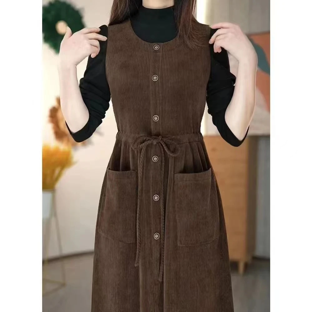 2025春秋季假两件新品气质显瘦女装连衣裙时尚打底收腰洋气裙子