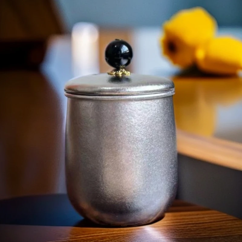 纯钛茶叶罐居家户外露营便携茶罐180ml轻量化旅行茶具纯钛茶罐