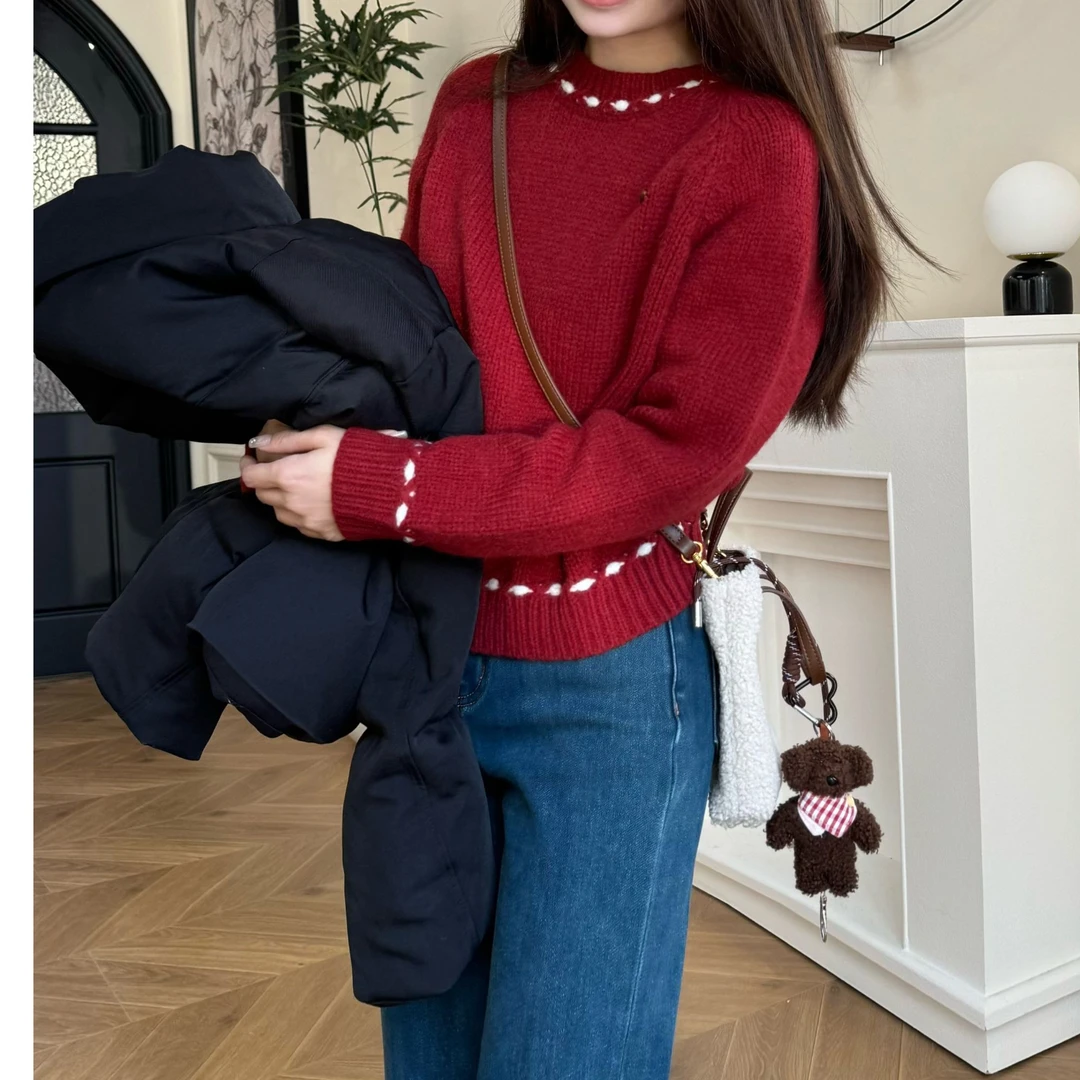 【PGXIAOM】mini定制明线设计圆领软糯两色针织毛衣MY9616