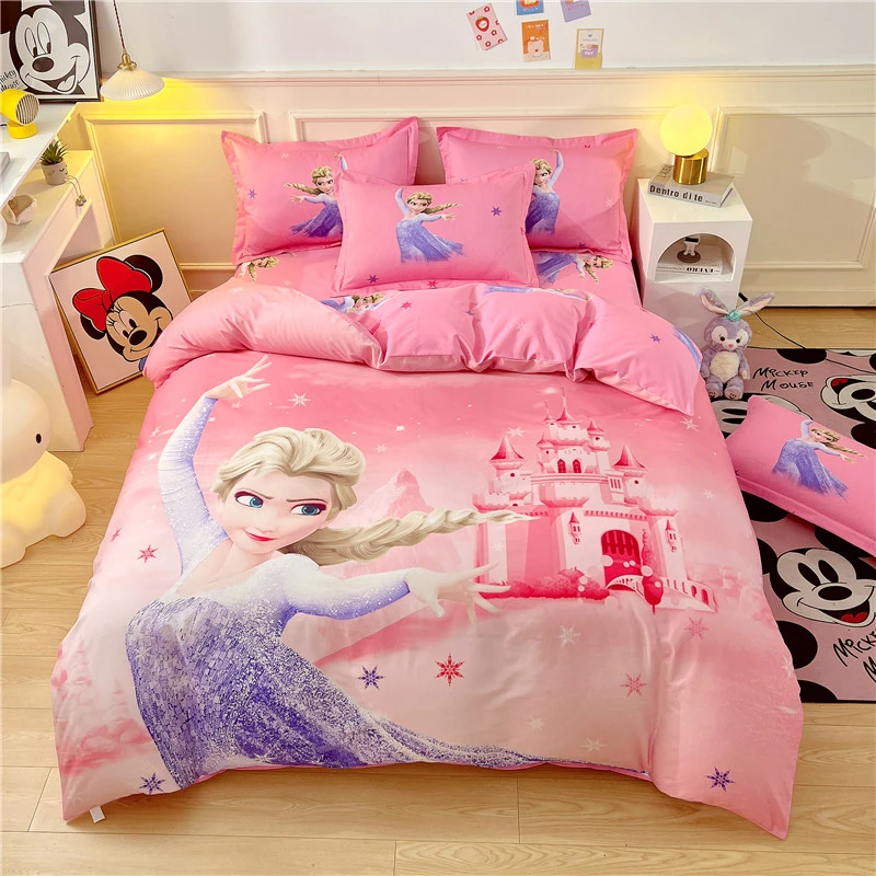 艾莎全棉卡通四件套儿童纯棉被套床单床笠爱莎公主风冰雪奇缘床品