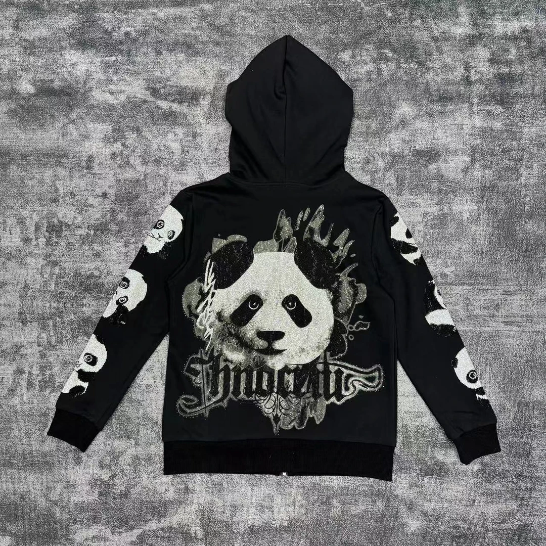 潮牌时尚男士修身百搭熊猫外套开衫11823