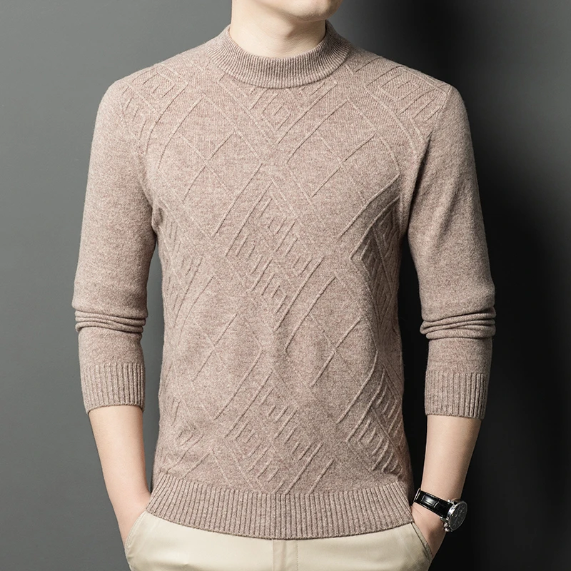 【100绵羊毛】纯羊毛加厚款毛衣男秋冬季男士半高领针织打底衫