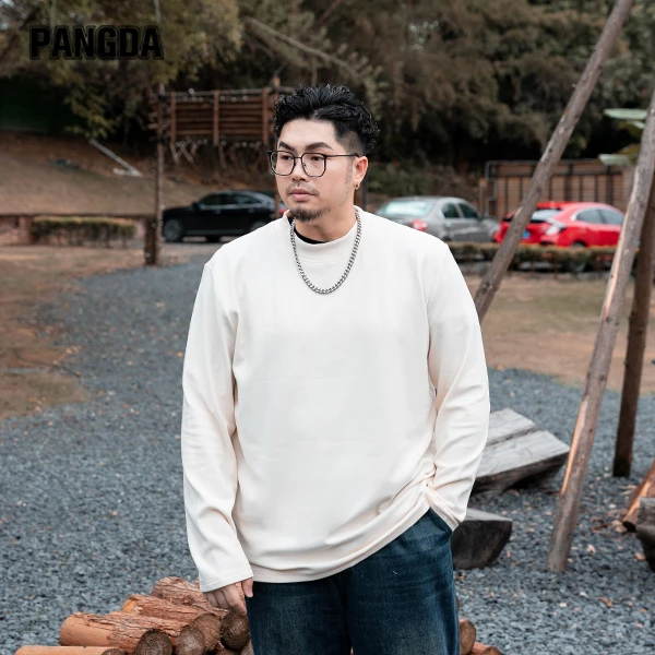 【6色双面德绒长袖打底】PANGDA大码男冬加肥加大弹力宽松亲肤保暖