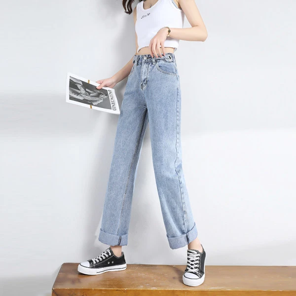 ZHENYIFANG/真衣坊【香香专属】牛仔裤女垂感宽松高腰直筒裤96290
