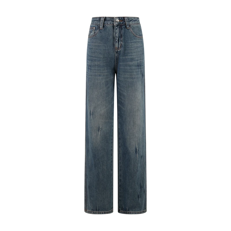 【粉丝团五折】ThreeQuarters直筒裤牛仔裤时尚休闲复古大版女3557