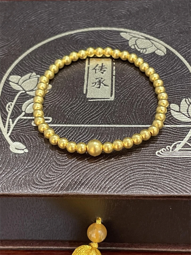 《三狼》足金999.9古法手串基地过检一物一证简约耐看百搭女款精致