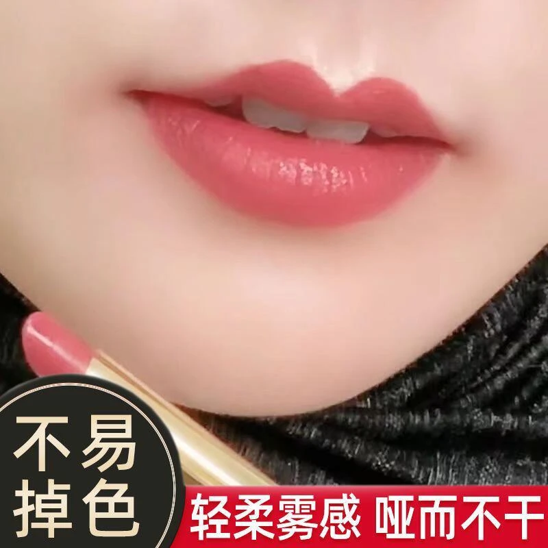 新款小细管口红不沾杯不掉色不易掉豆沙色补水显白哑光定保湿