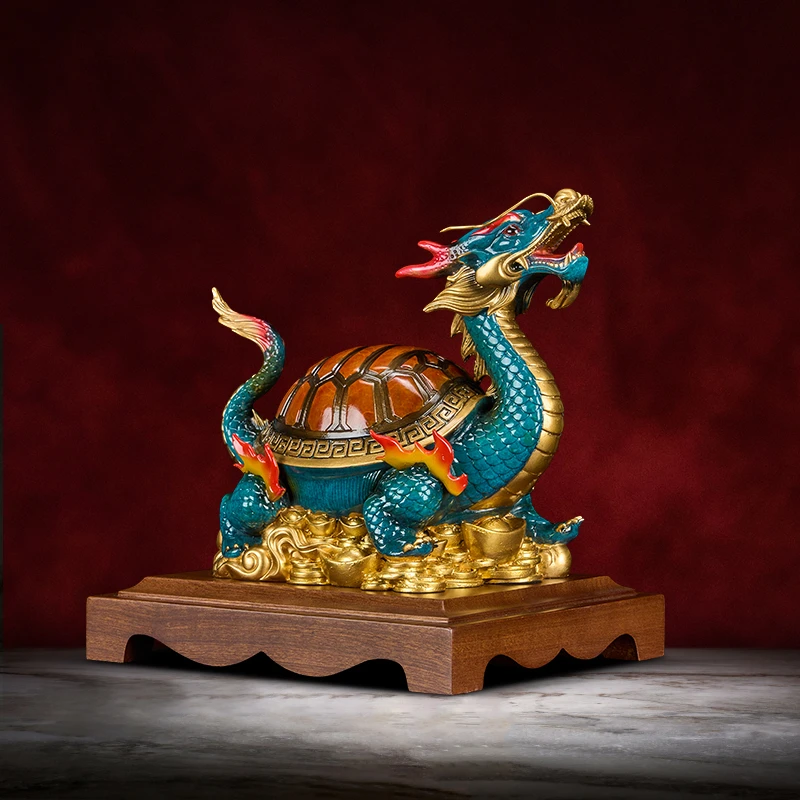 【全铜龙龟】黄铜财富龙龟高端摆件全铜乔迁礼品开业礼品手工摆件