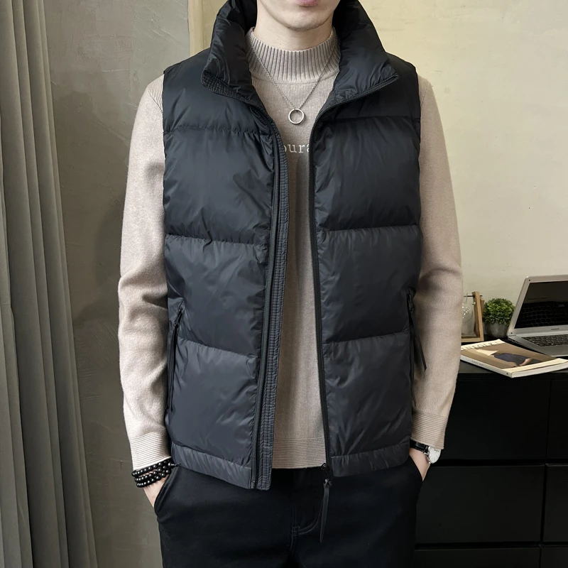 羽绒马甲男秋冬季立领轻薄保暖背心潮流男装坎肩无袖外穿马夹商务