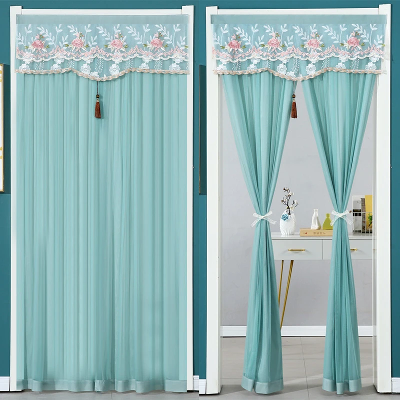 防蚊沙帘家用卧室厨房隔断帘自粘门帘魔术贴帘免打孔门帘布艺防尘