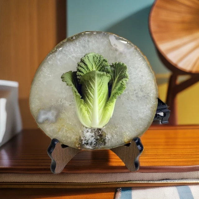 天然玛瑙彩绘画不挑料家居摆件送礼品 白白来财高端摆件