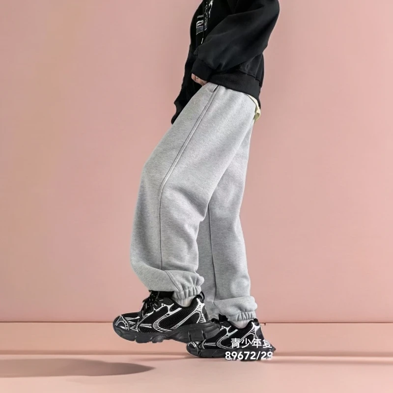 89672 冬季青少年加绒休闲裤宽松百搭