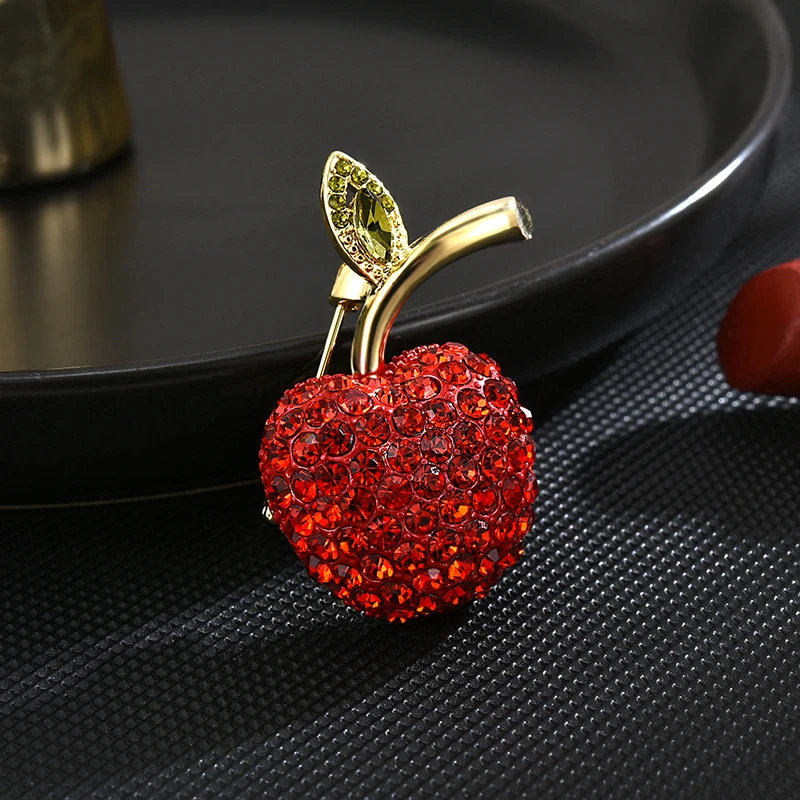 新款韩版小香风红色苹果胸针个性时尚胸花别针服装配饰